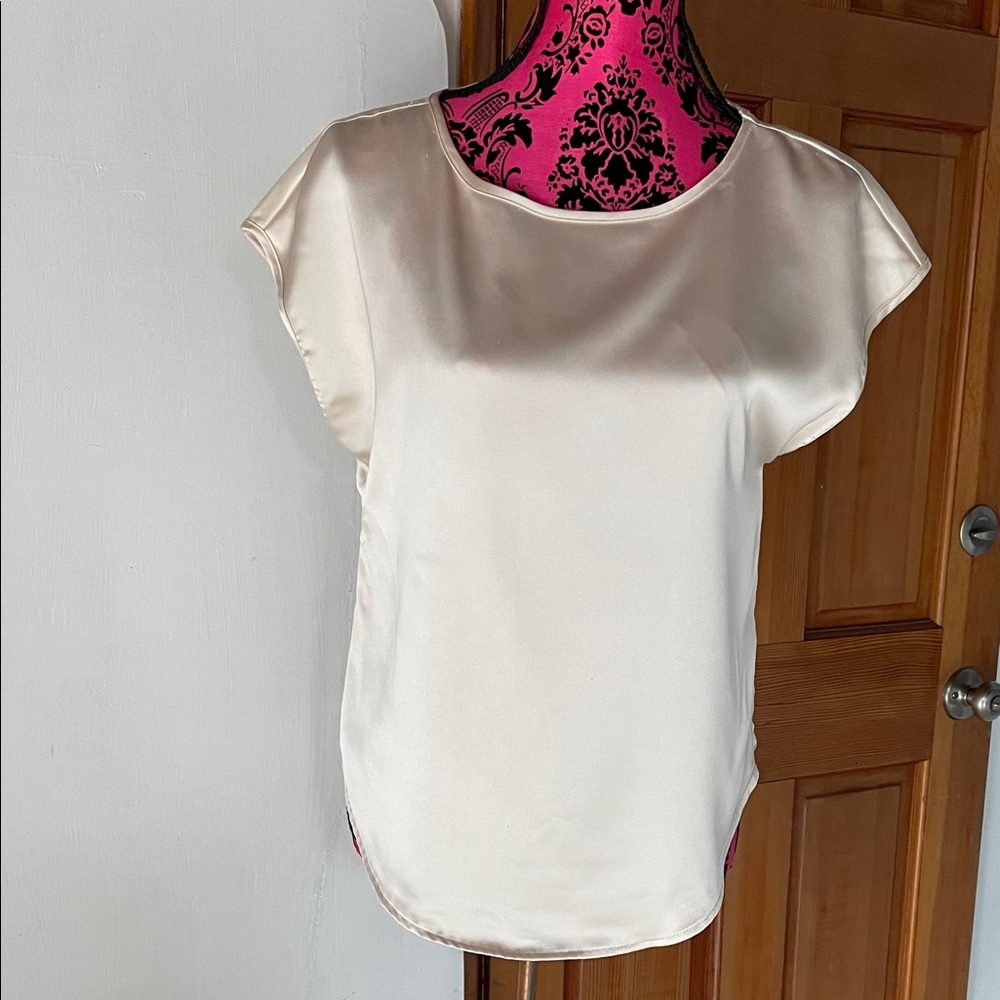 Nicole Miller Cream Satin Blouse